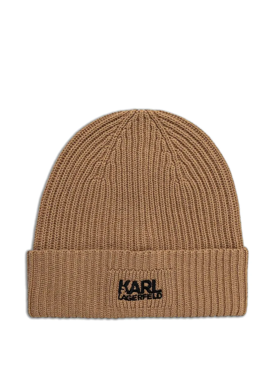 logo-embroidered ribbed-knit beanie hat 2
