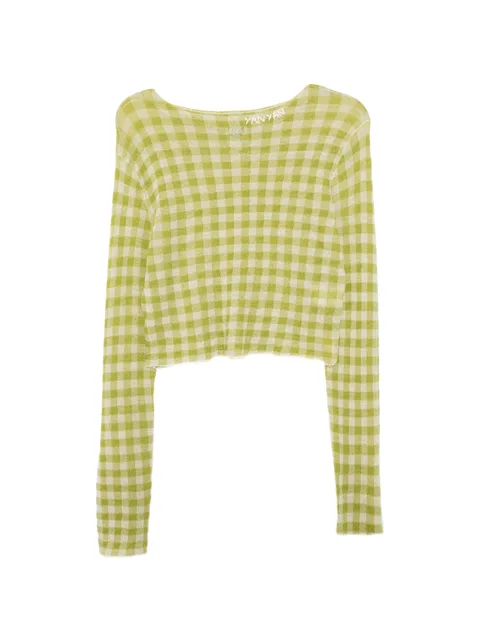 топ Gingham Boatneck LS