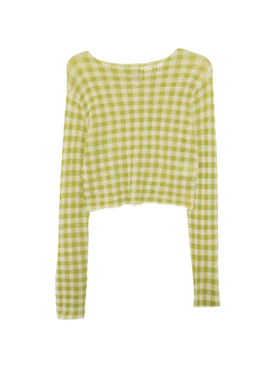 топ Gingham Boatneck LS 2