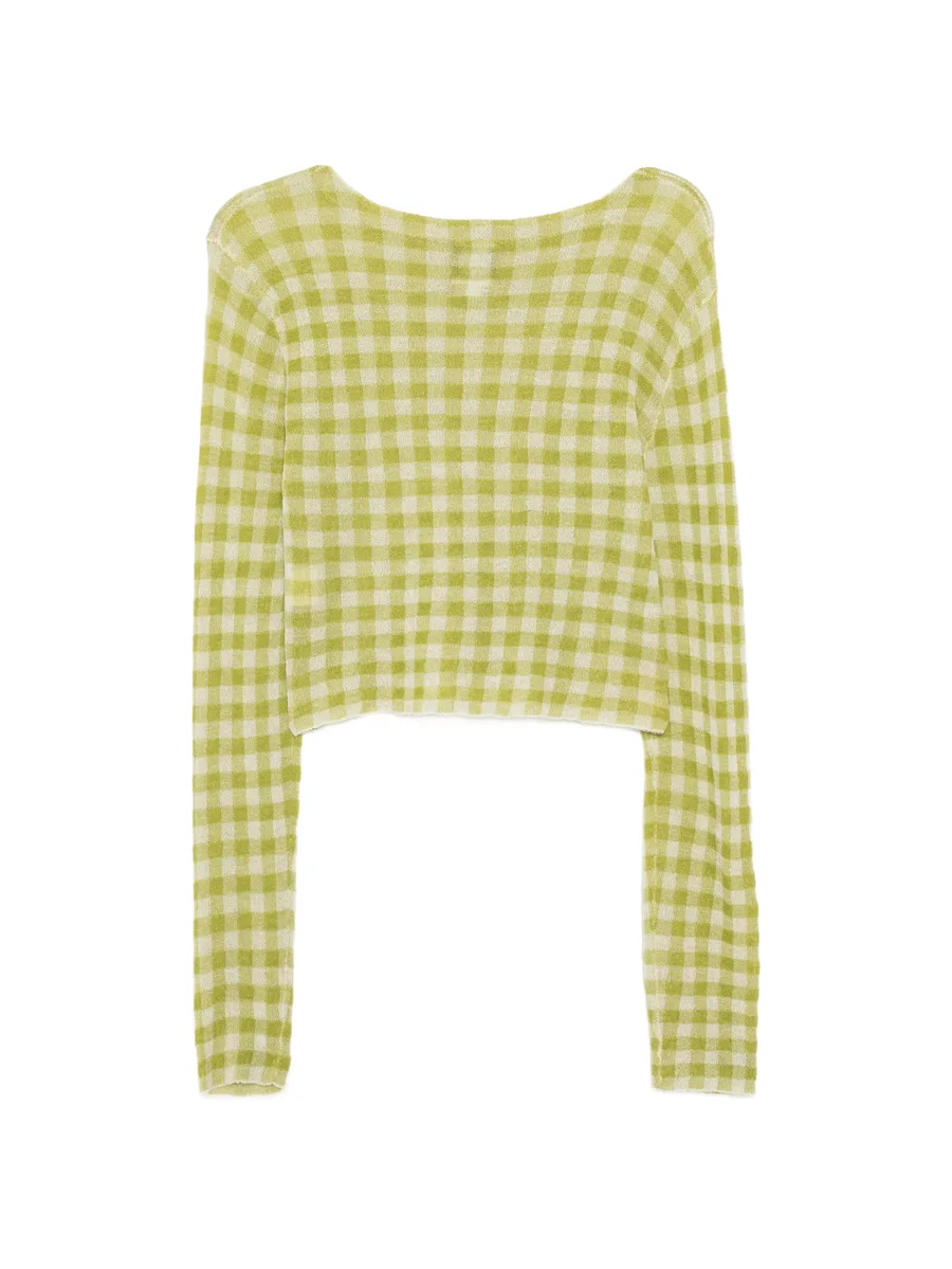 топ Gingham Boatneck LS 4