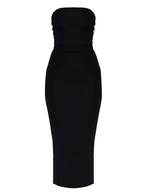 strapless ribbed midi dress