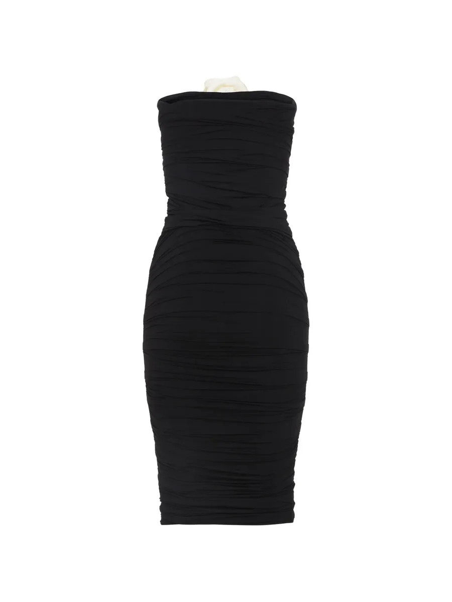 ruched floral-appliqué dress 4