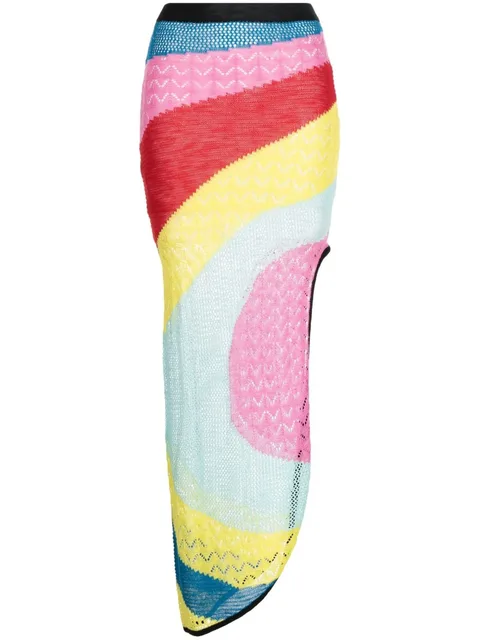 striped asymmetric knitted skirt