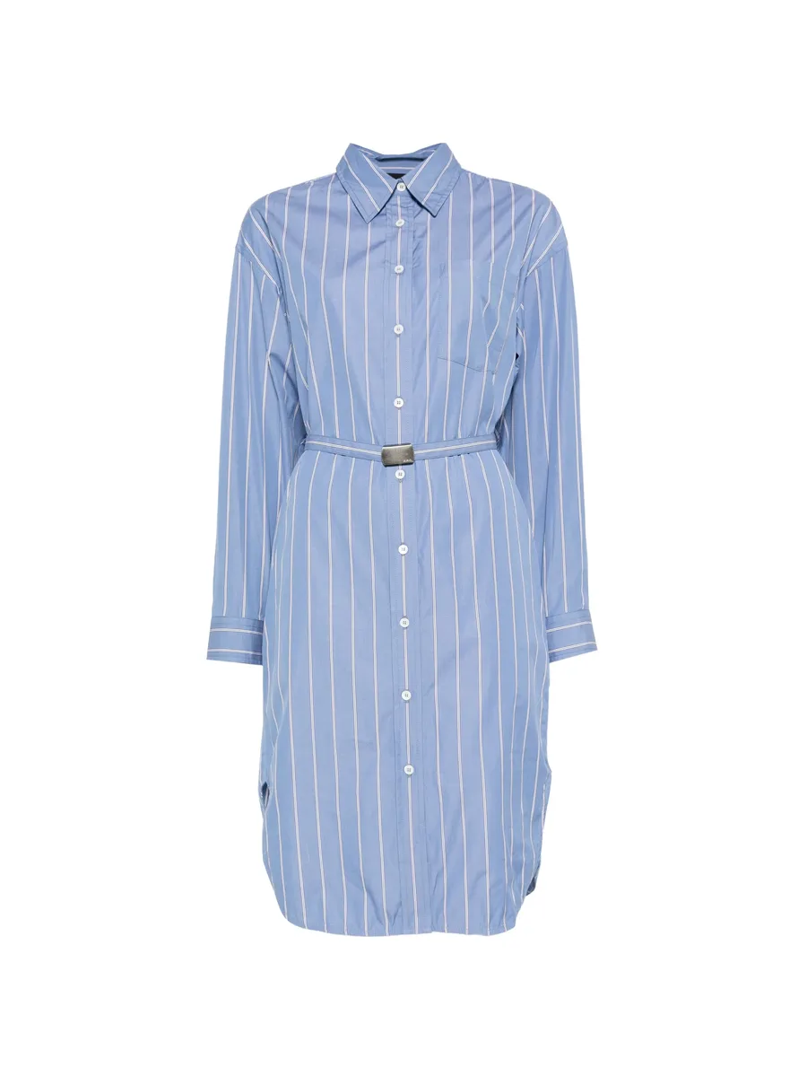 striped belted shirt midi dress 2