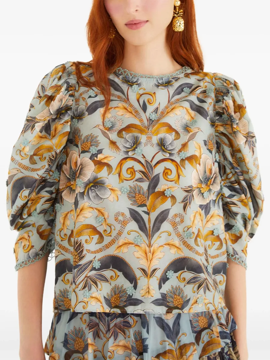 puff-sleeve floral blouse 2