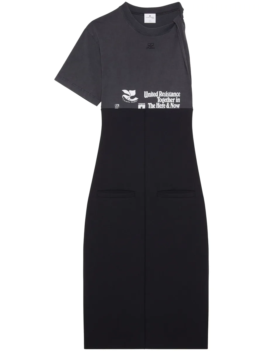 logo-print panelled midi dress 2