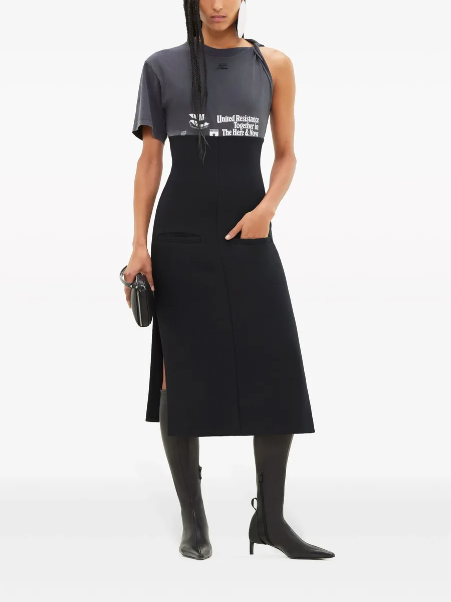 logo-print panelled midi dress 4
