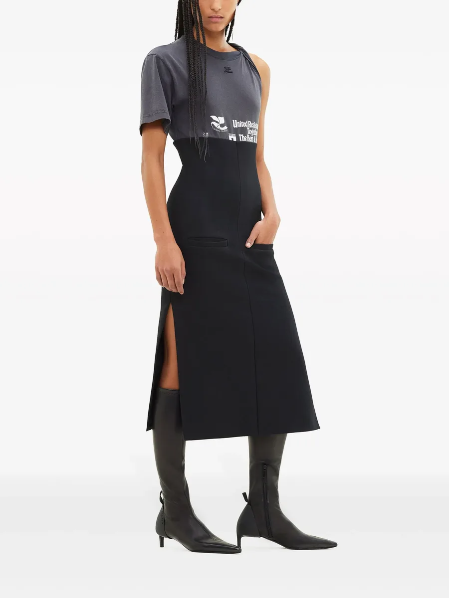 logo-print panelled midi dress 5