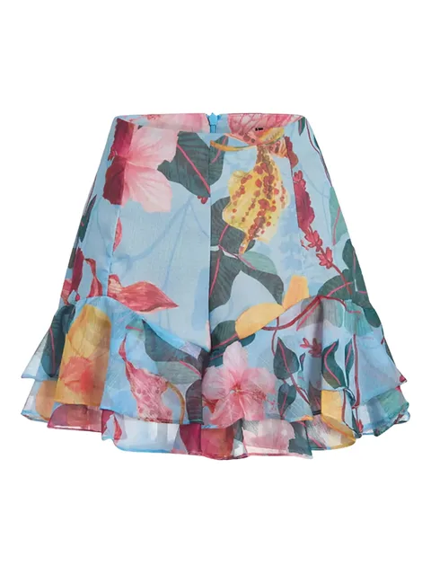 ruffled floral shorts