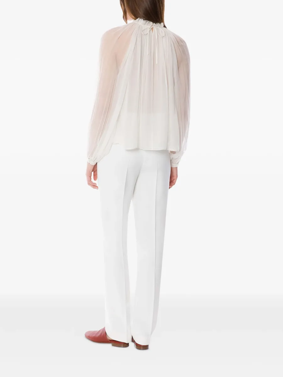 floral-appliqué sheer blouse 6