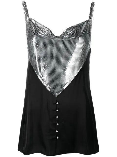 chainmail-panelled cowl-neck vest