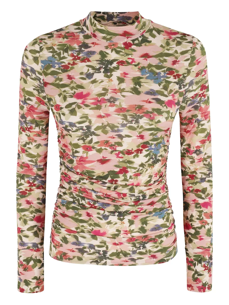 топ Ikat Tiny Flowers с высоким воротником 2