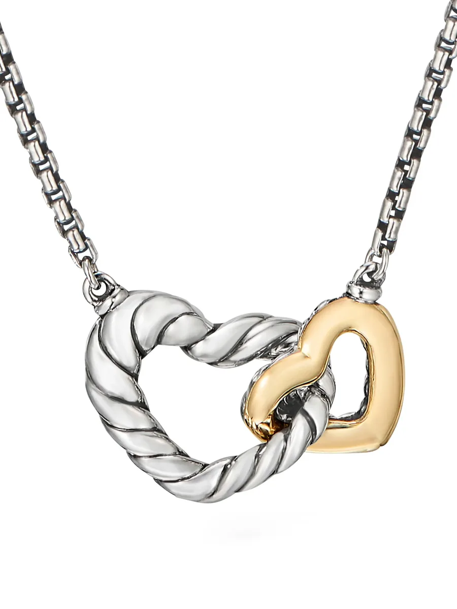 колье Cable Collectibles Interlocking Heart из желтого золота и серебра (16.4 мм) 4