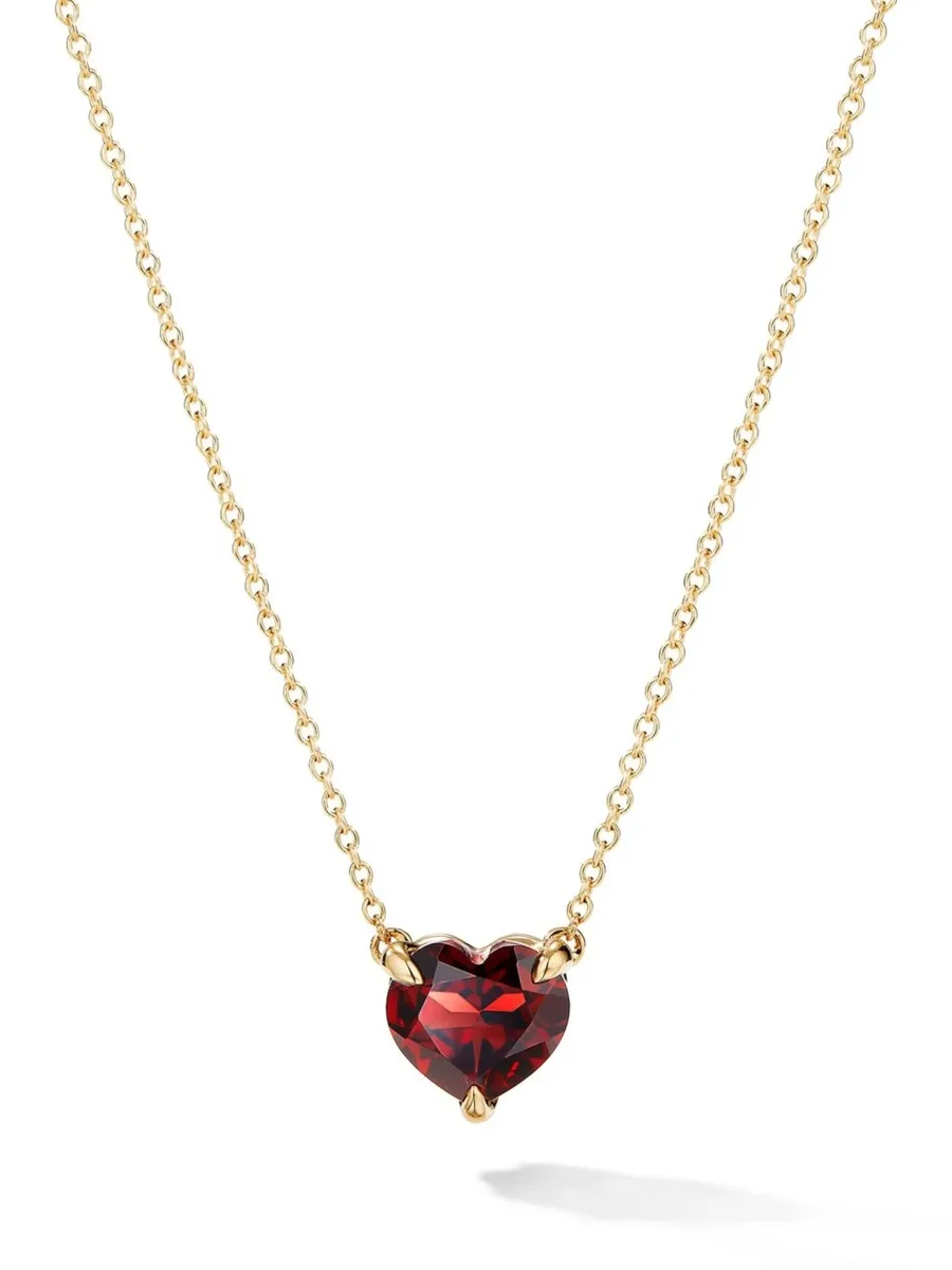 колье Chatelaine Heart из желтого золота с гранатом (8 мм) 2