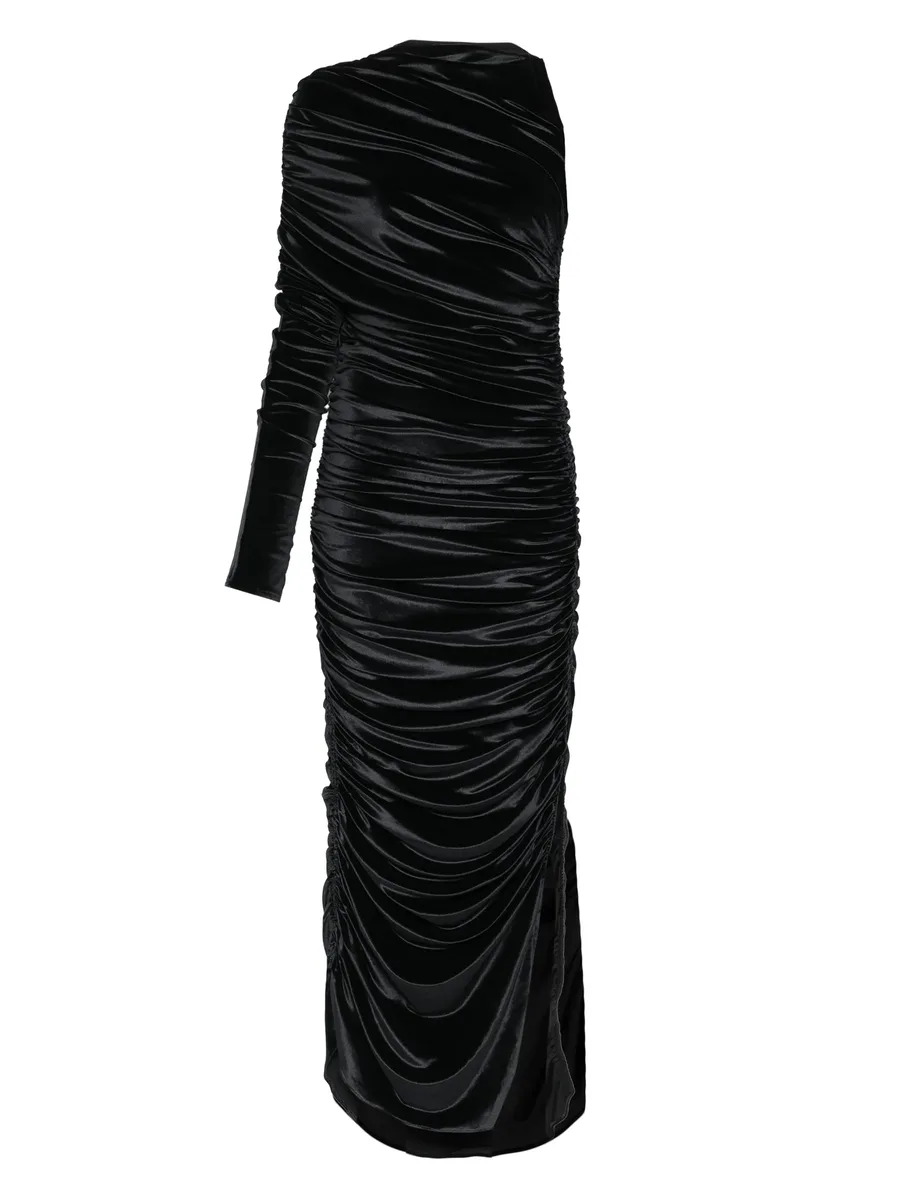 one-shoulder draped midi dress 2