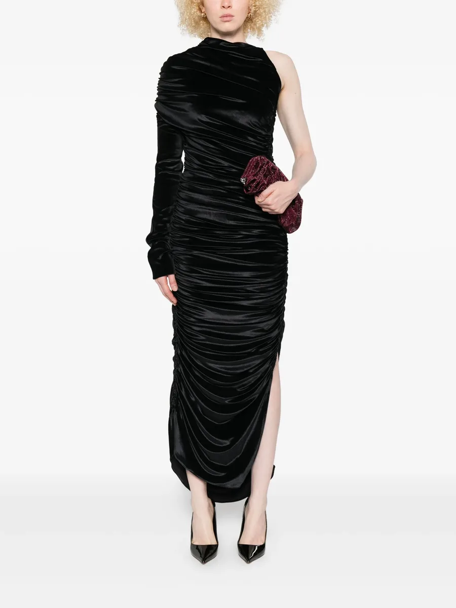 one-shoulder draped midi dress 4