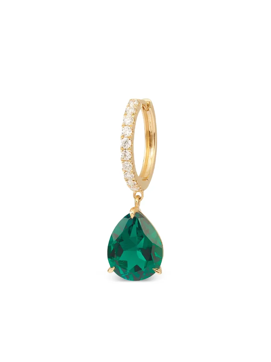 серьга Iris из желтого золота с бриллиантами и изумрудом 2