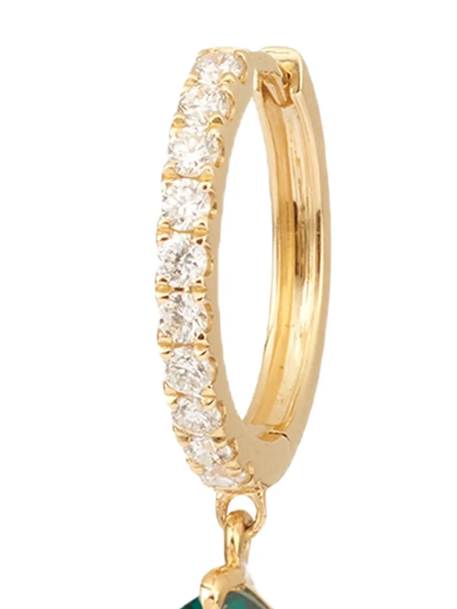 серьга Iris из желтого золота с бриллиантами и изумрудом 4