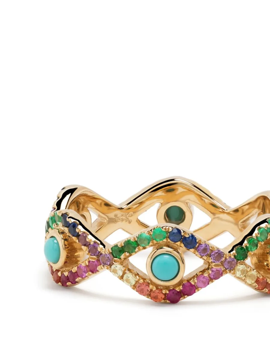 кольцо Rainbow Evil Eye Eternity из желтого золота 6