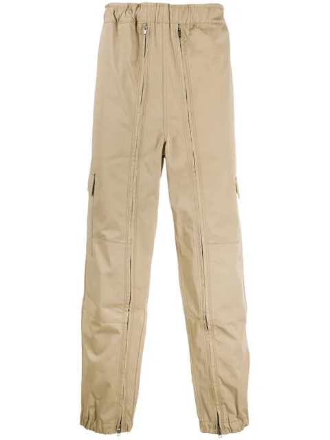 full zip multi-pocket cargo trousers
