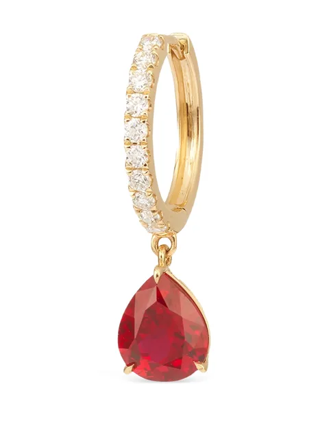 серьга Iris из желтого золота с бриллиантами и рубином