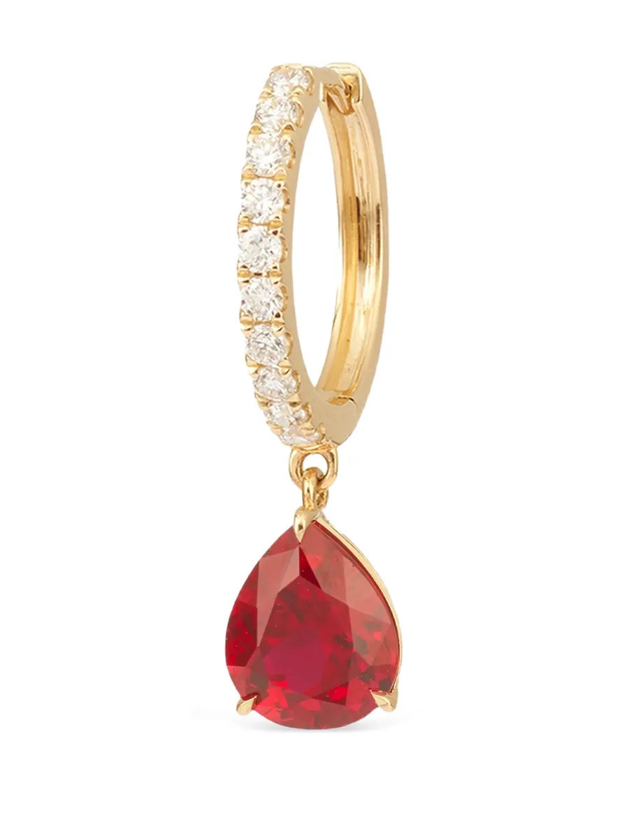 серьга Iris из желтого золота с бриллиантами и рубином 2