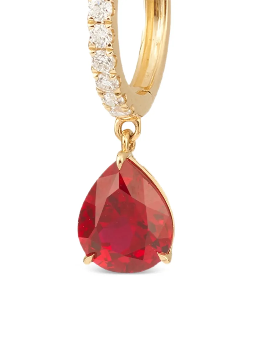 серьга Iris из желтого золота с бриллиантами и рубином 4