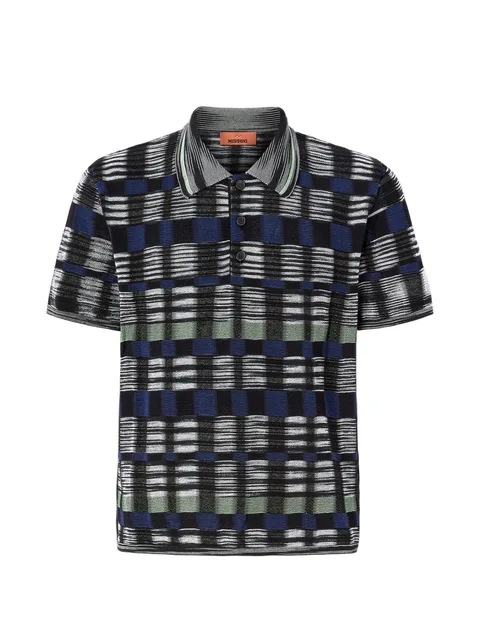 check-pattern buttoned polo shirt