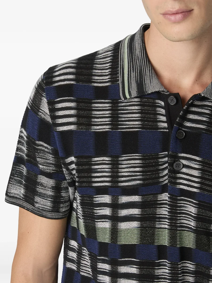 check-pattern buttoned polo shirt 7