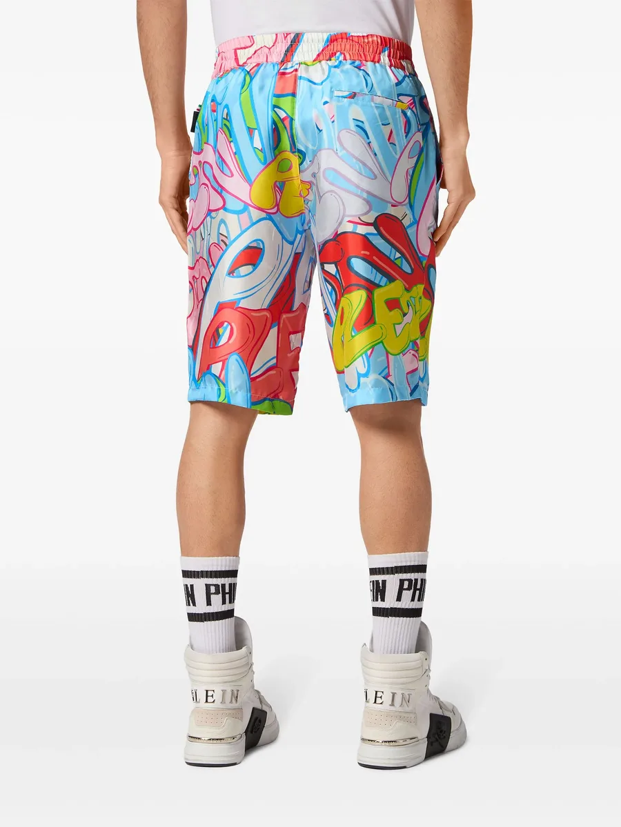 Bombing Graffiti silk bermuda shorts 8