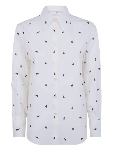 cat-print shirt