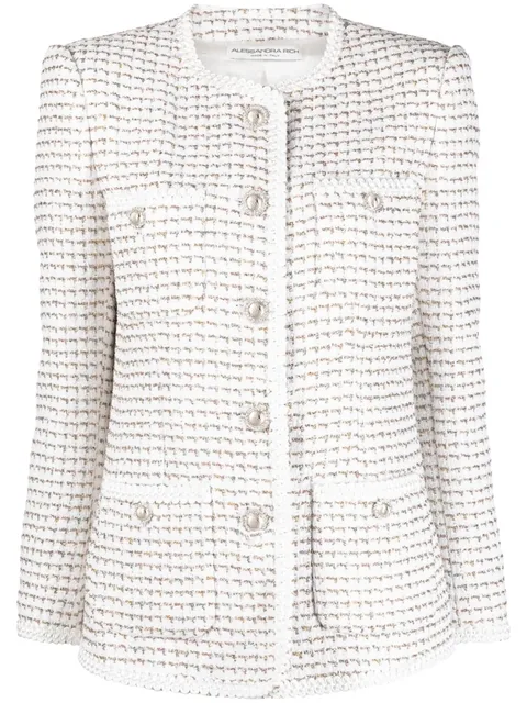 round-neck buttoned jacket
