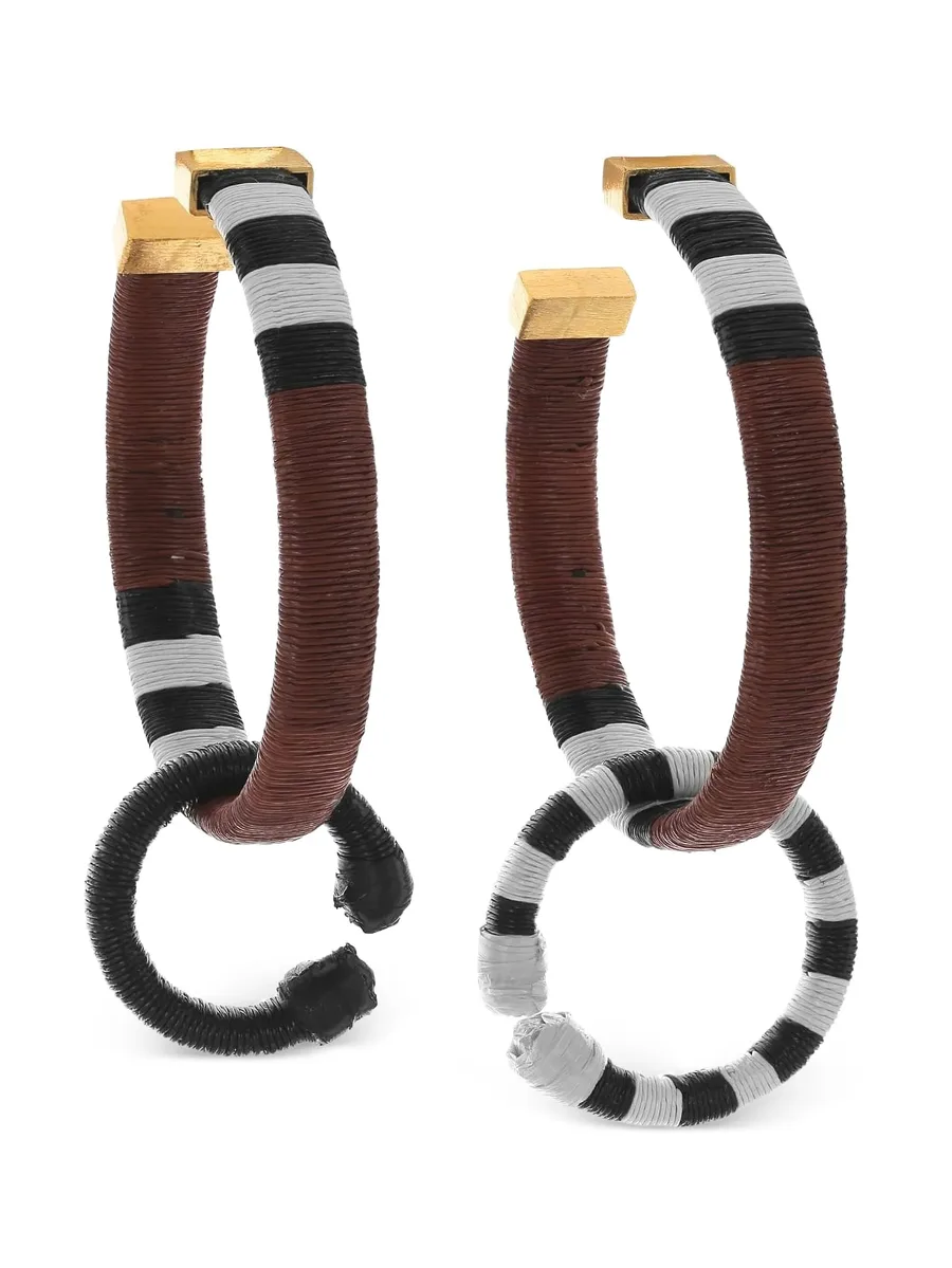 Color Parallelism striped hoop earrings 2