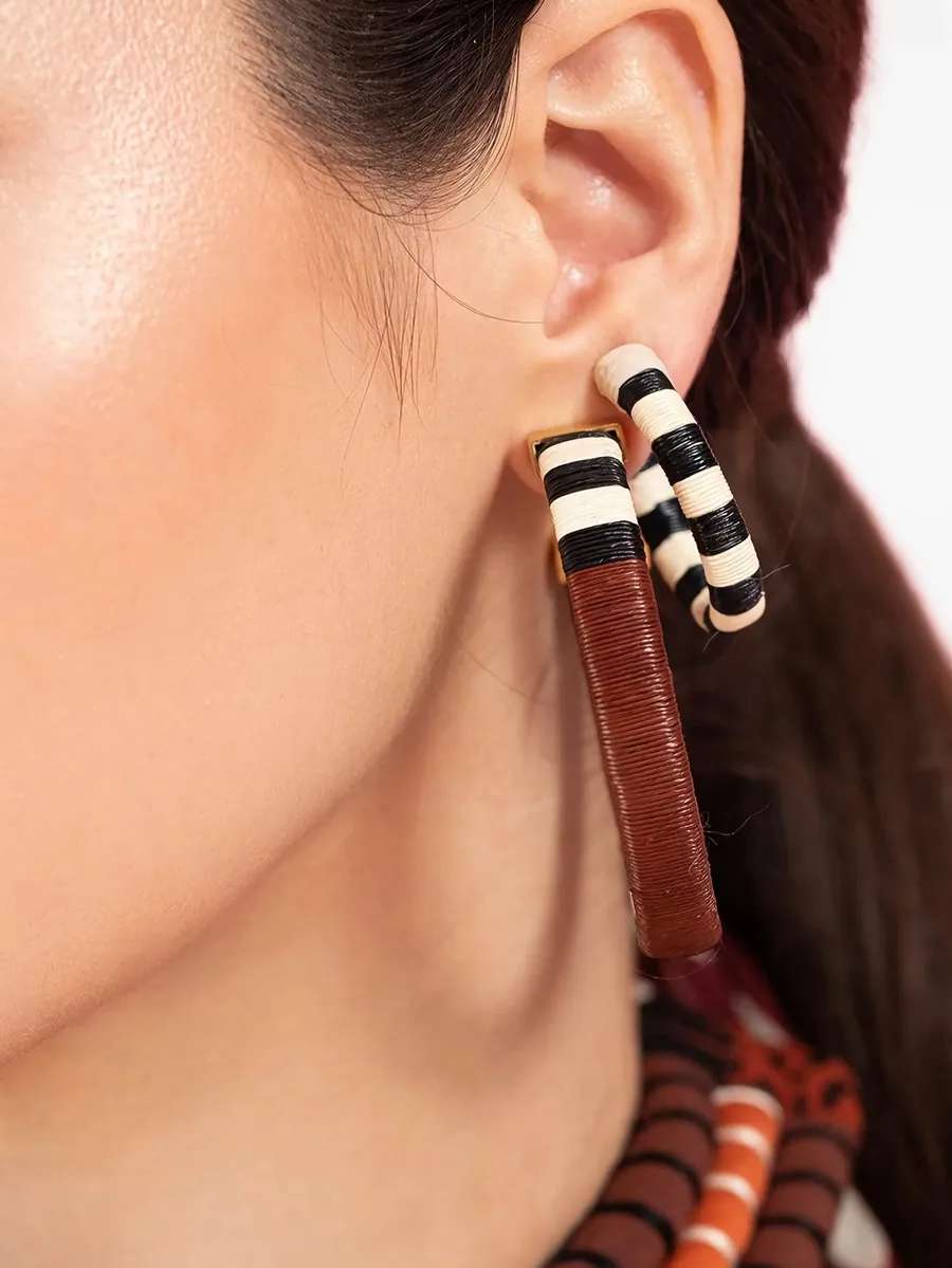 Color Parallelism striped hoop earrings 6