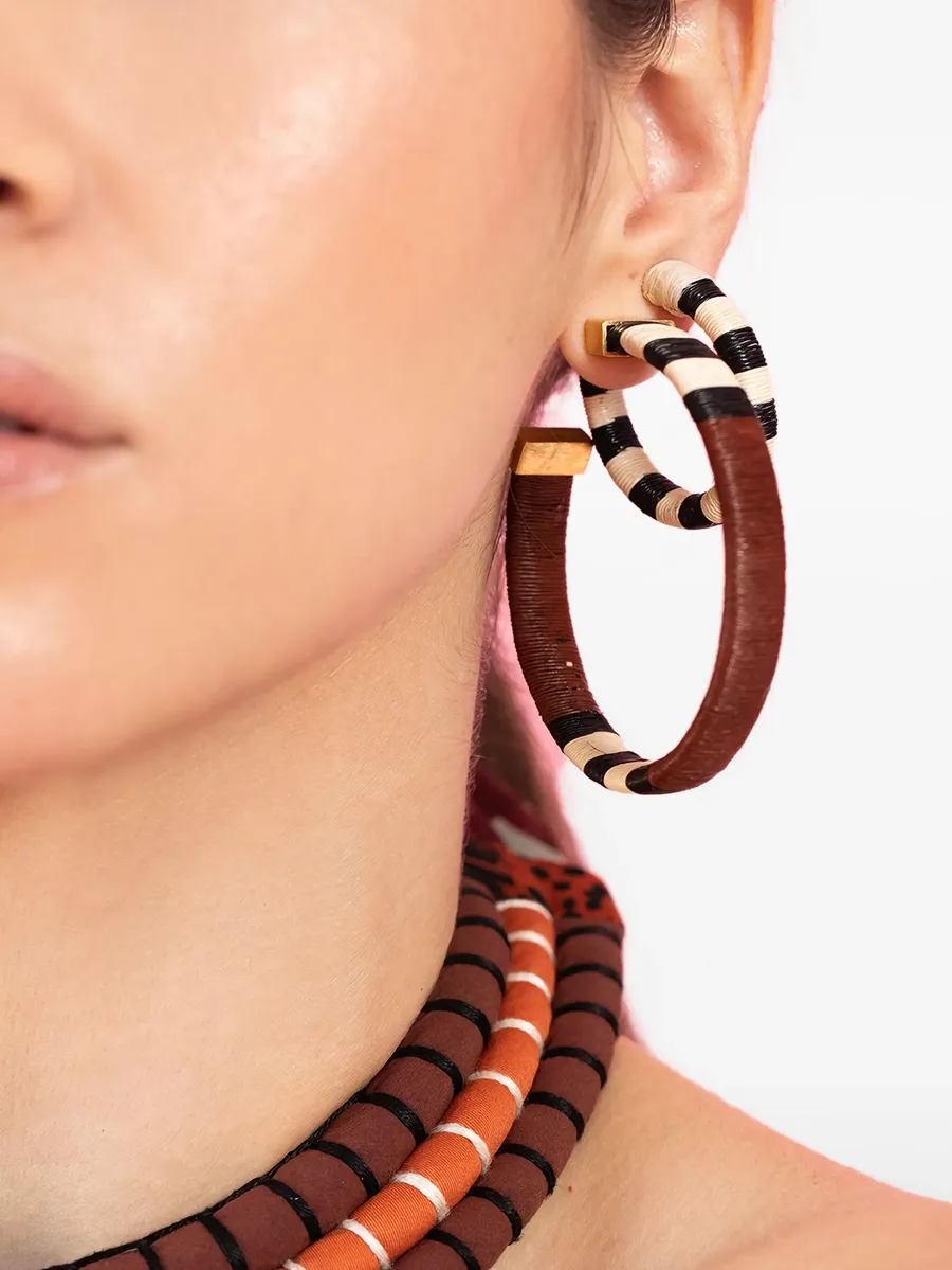Color Parallelism striped hoop earrings 7