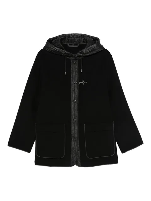 hooded toggle-fastening coat