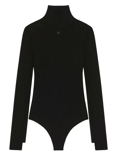 ribbed mock-neck bodysuit