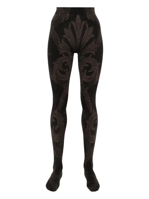 x ETRO metallic-threading jacquard tights