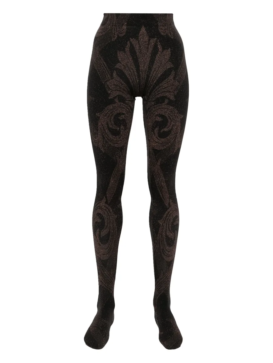 x ETRO metallic-threading jacquard tights 2