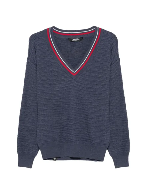 V-neck textured sweater