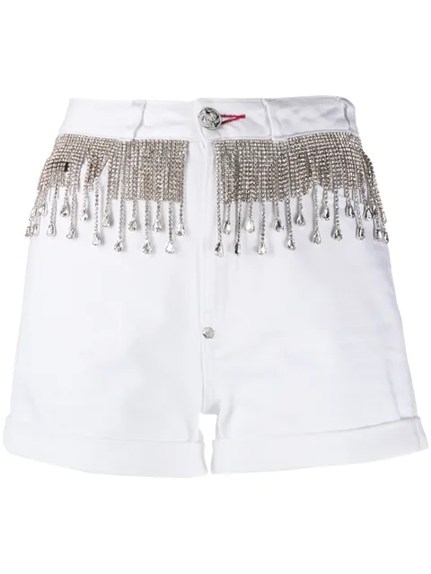 crystal-embellished denim shorts