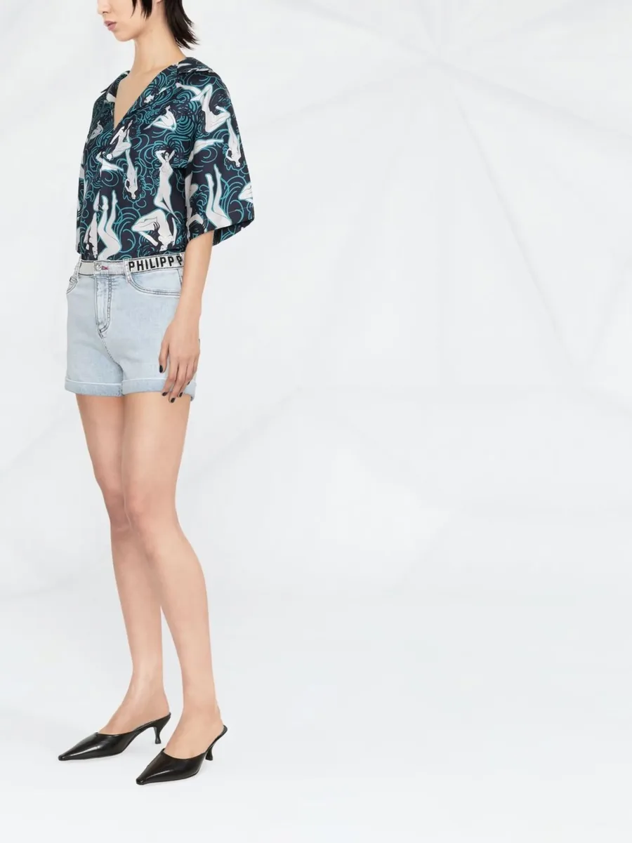 logo-embellished denim shorts 6