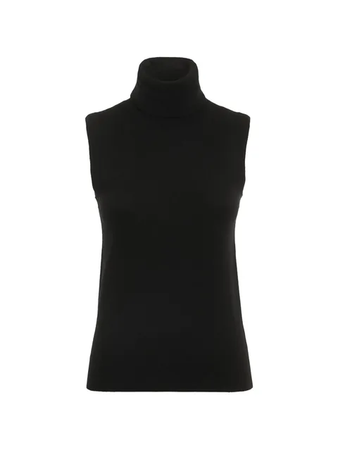 high-neck sleeveless cashmere sweater