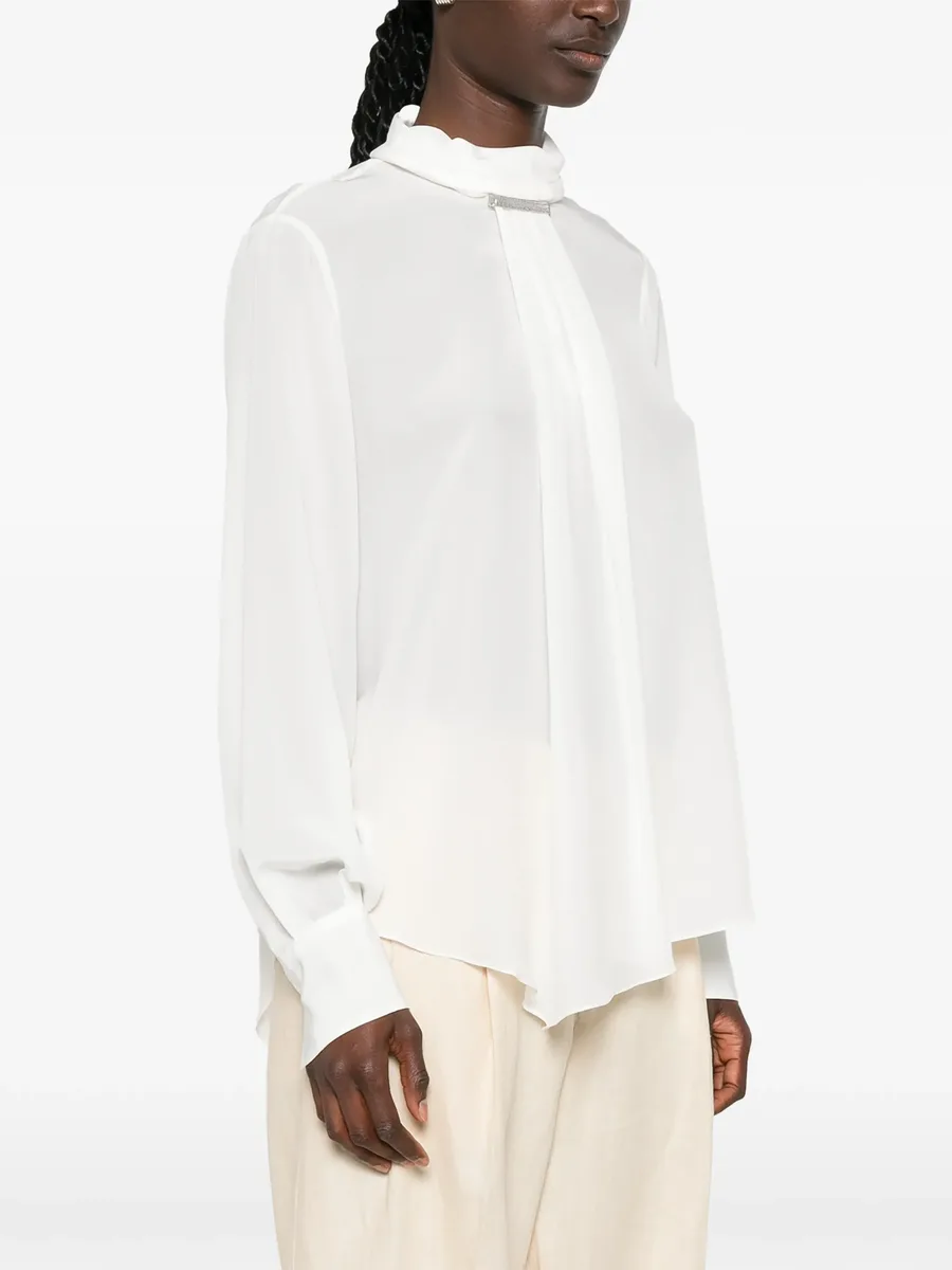 Monili-embellished silk blouse 5