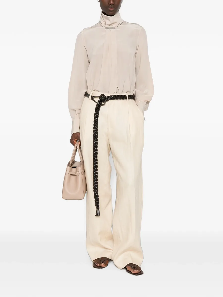 Monili-embellished high-neck blouse 4