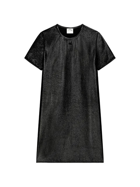 vinyl-effect short-sleeve mini dress