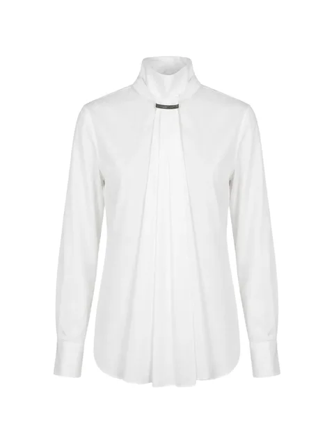 Monili-embellished pleated blouse