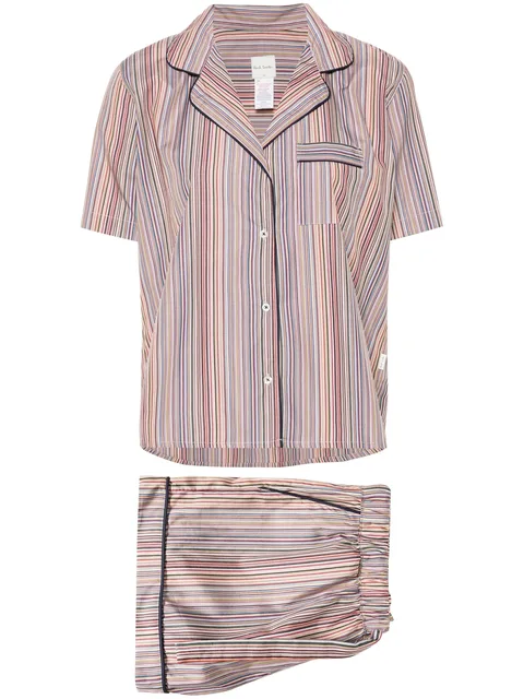 stripe-print two-piece pajama set