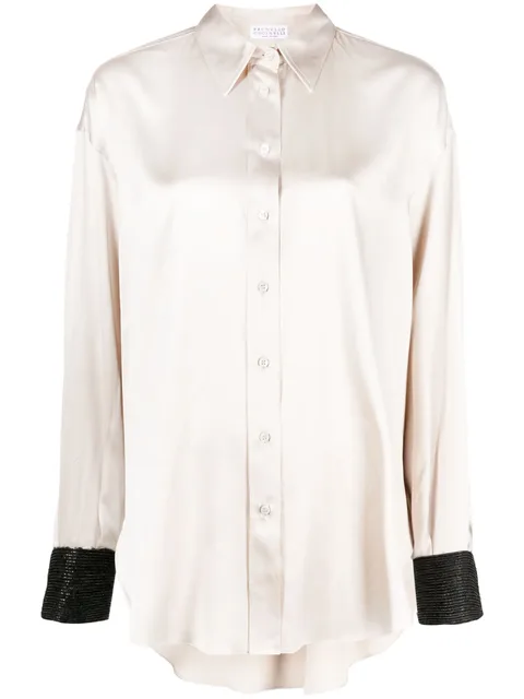 long-sleeve silk blouse