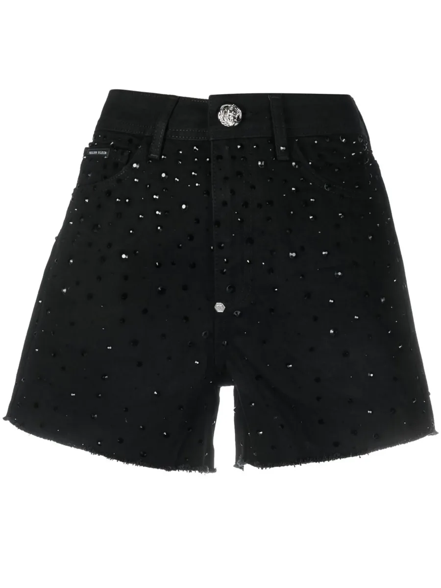 crystal embellished denim shorts 2